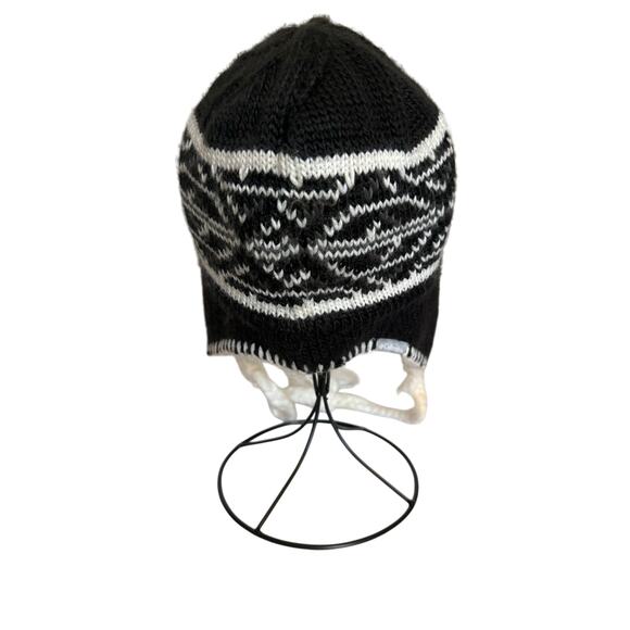 Columbia Nordic Convert Black Fair Isle Braid Knit Snow Beanie Hat Unisex OS - Picture 3 of 10